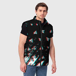 Мужской жилет Linkin park glitch patern, цвет: 3D-черный — фото 2