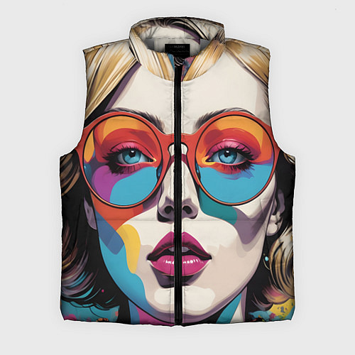 Мужской жилет Девушка в солнечных очках поп-арт / 3D-Светло-серый – фото 1