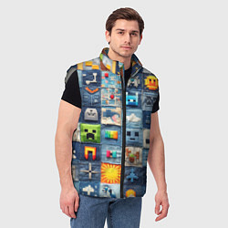 Мужской жилет Minecraft фигуры на пэчворк, цвет: 3D-светло-серый — фото 2
