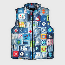Мужской жилет Minecraft значки на пэчворк, цвет: 3D-светло-серый