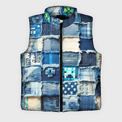 Мужской жилет Minecraft на пэчворк дениме, цвет: 3D-светло-серый