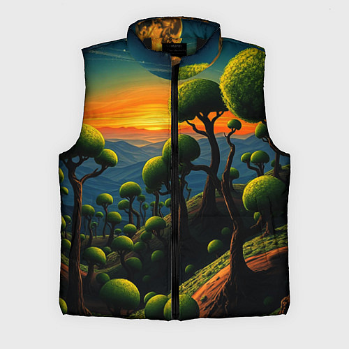Мужской жилет Лес из зеленых инопланетных деревьев в стиле Сальв / 3D-Черный – фото 1