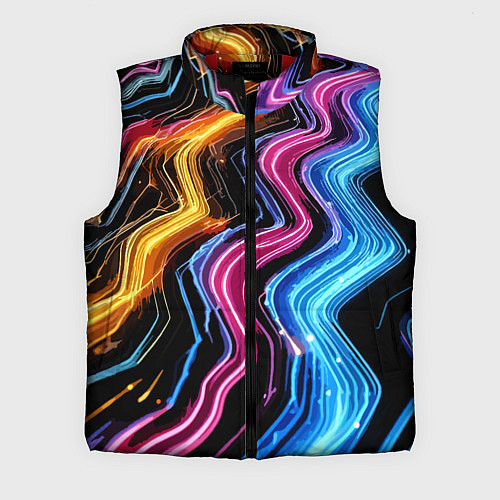 Мужской жилет Неоновые полосы - нейроарт / 3D-Красный – фото 1