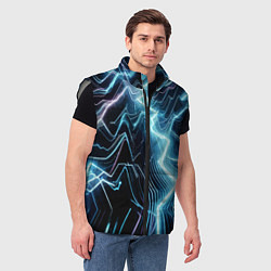 Мужской жилет Разряд молнии - неоновое свечение, цвет: 3D-светло-серый — фото 2