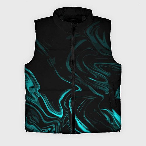 Мужской жилет Чёрный с бирюзовыми разводами абстракция / 3D-Черный – фото 1
