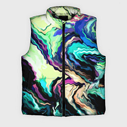 Мужской жилет Абстракция смесь красок сине-зелёный, цвет: 3D-черный