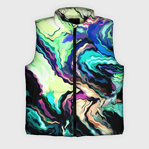 Мужской жилет Абстракция смесь красок сине-зелёный / 3D-Черный – фото 1
