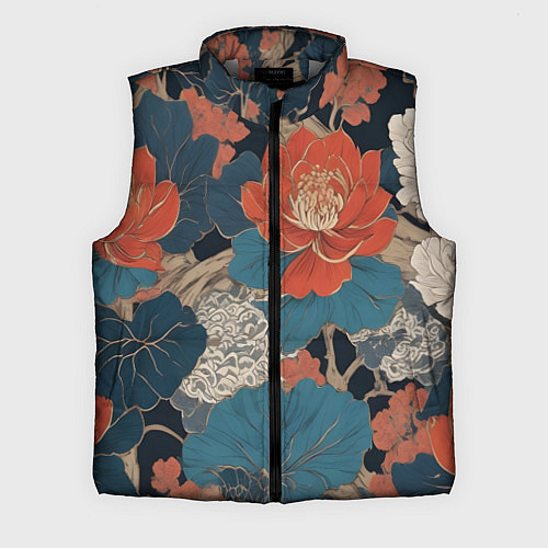 Мужской жилет Цветы в стиле иредзуми / 3D-Светло-серый – фото 1
