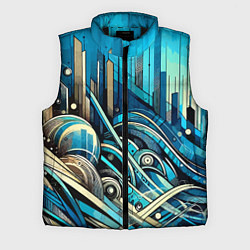 Мужской жилет Абстрактный урбанистический пейзаж - нейроарт, цвет: 3D-черный