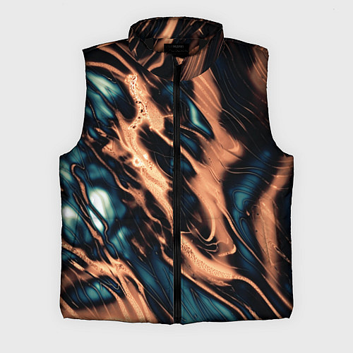 Мужской жилет Абстракция тёмный бирюзово-медный / 3D-Черный – фото 1