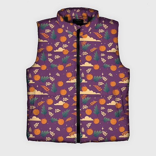 Мужской жилет Маленькие тыквы на фиолетовом фоне / 3D-Черный – фото 1