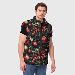 Мужской жилет Паттерн с новогодними украшениями, цвет: 3D-красный — фото 2