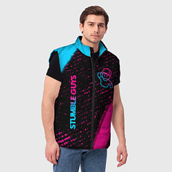 Мужской жилет Stumble Guys - neon gradient вертикально, цвет: 3D-черный — фото 2
