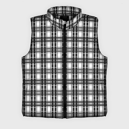 Мужской жилет Черно-белая шотландка клетчатый узор / 3D-Черный – фото 1