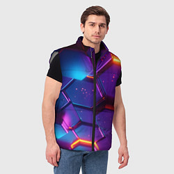 Мужской жилет Трехмерные соты с эффектом неона, цвет: 3D-светло-серый — фото 2