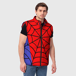 Мужской жилет Паутина паука на красном фоне, цвет: 3D-красный — фото 2
