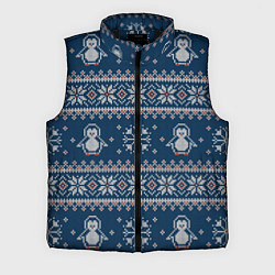 Мужской жилет Вязаный зимний узор с милыми пингвинами, цвет: 3D-черный