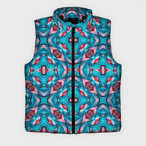 Мужской жилет Калейдоскопический узор из голубых и красных штрих / 3D-Черный – фото 1