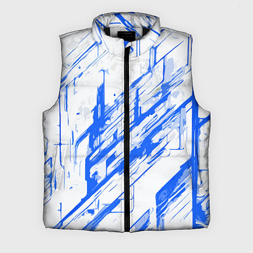 Мужской жилет Синие полосы на белом фоне / 3D-Черный – фото 1