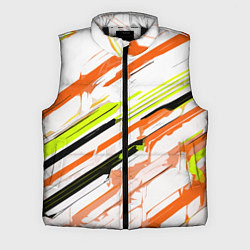 Мужской жилет Оранжево-жёлто-чёрные полосы на белом фоне, цвет: 3D-черный