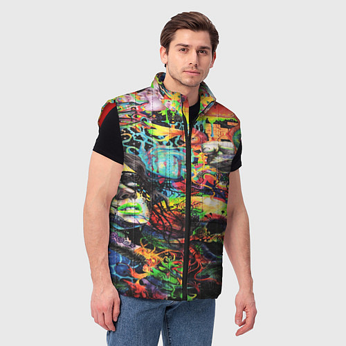 Мужской жилет Кислотные рисунки психоделика / 3D-Красный – фото 3