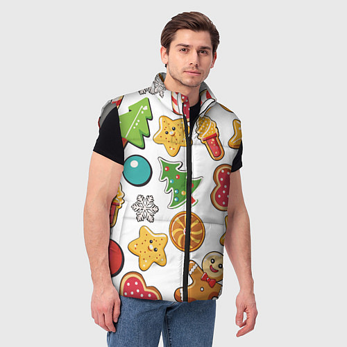 Мужской жилет Новогодние сладости / 3D-Светло-серый – фото 3