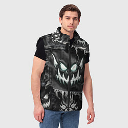 Мужской жилет Облик монстра на пэчворк джинсах, цвет: 3D-черный — фото 2