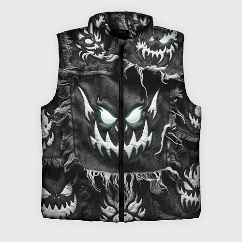 Мужской жилет Облик монстра на пэчворк джинсах / 3D-Черный – фото 1