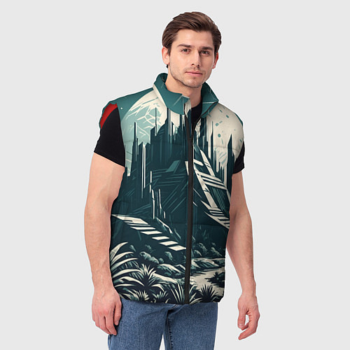 Мужской жилет Фантастика город / 3D-Красный – фото 3