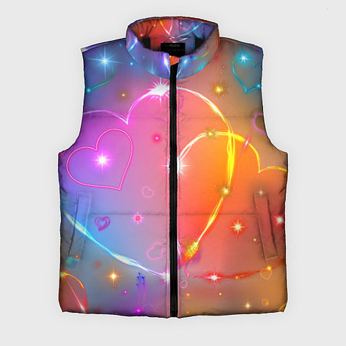 Мужской жилет Неоновые сердца со звездочками / 3D-Черный – фото 1