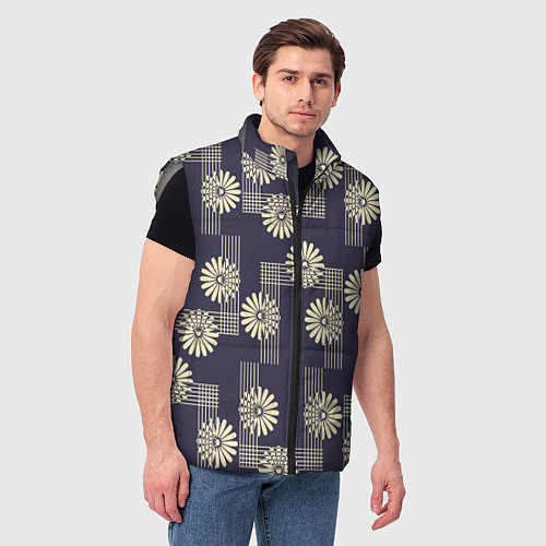 Мужской жилет Цветочный геометрический узор / 3D-Светло-серый – фото 3