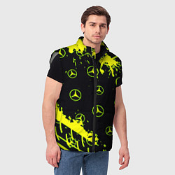 Мужской жилет Mercedes кислотные логотипы, цвет: 3D-светло-серый — фото 2