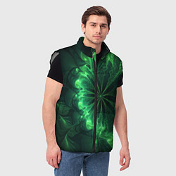 Мужской жилет Оптический зелёный фрактал, цвет: 3D-светло-серый — фото 2