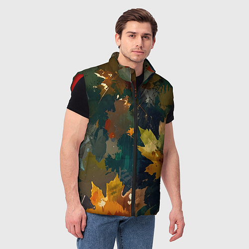 Мужской жилет Осень листья / 3D-Красный – фото 3