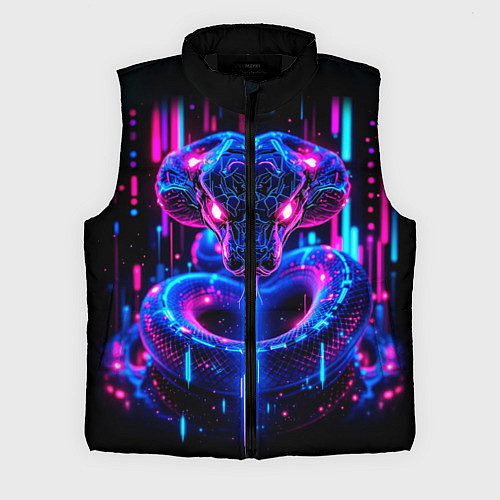 Мужской жилет Cyberpunk неоновая синяя змея / 3D-Черный – фото 1