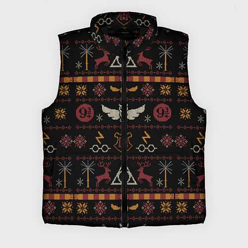Мужской жилет Новогодний паттерн - Гарри Поттер / 3D-Черный – фото 1
