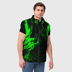 Мужской жилет Зелёная энергия на чёрном фоне, цвет: 3D-черный — фото 2