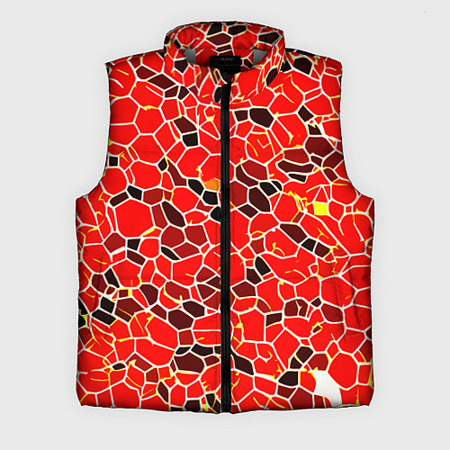 Мужской жилет Абстрактные плитки красные и чёрные / 3D-Светло-серый – фото 1
