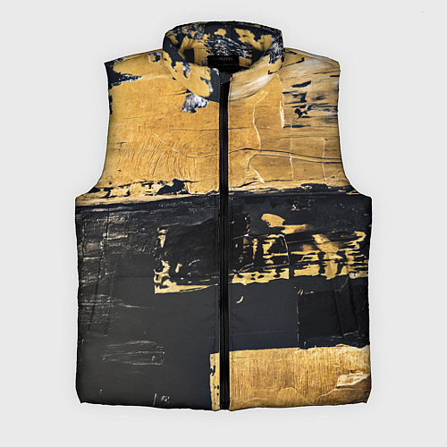 Мужской жилет Абстракция черная и коричневая краска / 3D-Черный – фото 1