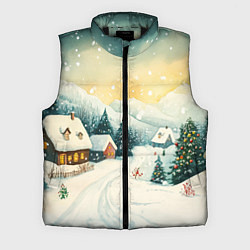 Мужской жилет Праздничная деревушка, цвет: 3D-черный