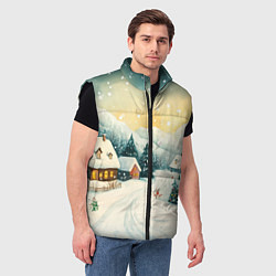 Мужской жилет Праздничная деревушка, цвет: 3D-черный — фото 2
