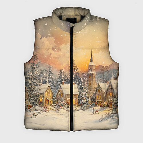 Мужской жилет Новогодний небольшой городок / 3D-Черный – фото 1
