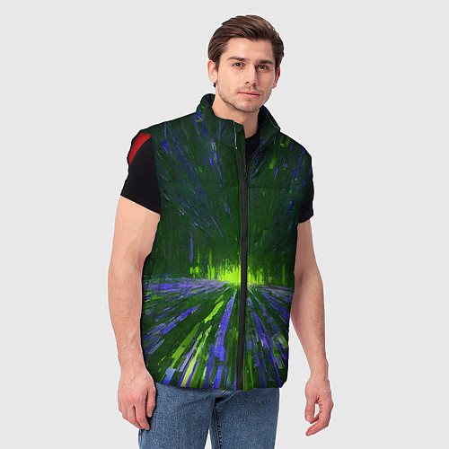 Мужской жилет Абстрактный путь в зелёный портал / 3D-Красный – фото 3