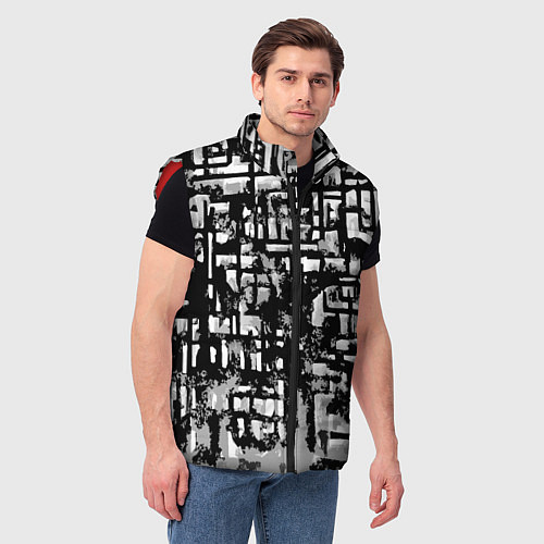 Мужской жилет Бело-чёрная абстракция / 3D-Красный – фото 3