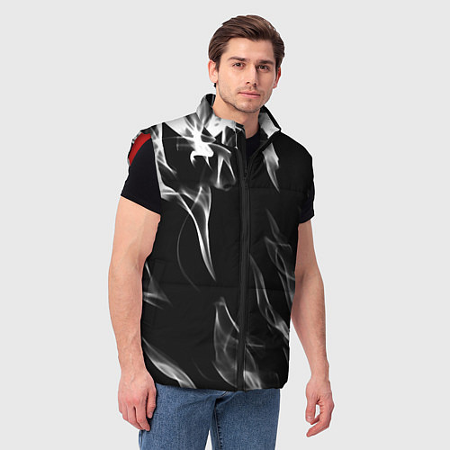 Мужской жилет Белые языки пламени текстура / 3D-Красный – фото 3