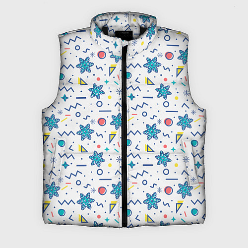 Мужской жилет Зимний паттерн со снежинками и геометрическими фиг / 3D-Черный – фото 1