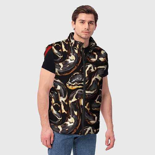 Мужской жилет Змея черно-белая / 3D-Красный – фото 3