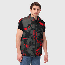 Мужской жилет Камуфляж черный в красную полоску, цвет: 3D-красный — фото 2