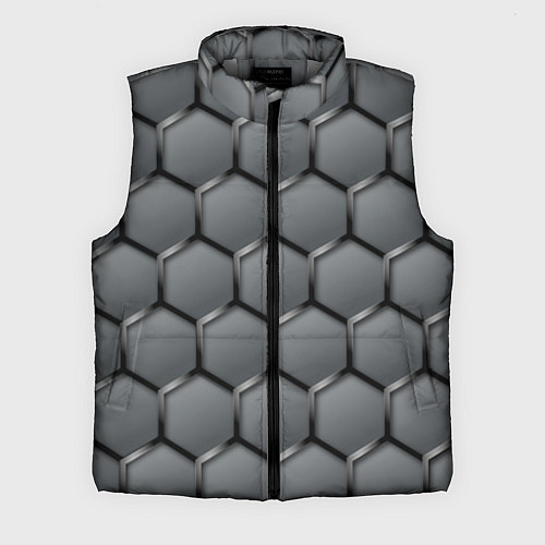 Мужской жилет Стальные шестигранники на сером фоне / 3D-Светло-серый – фото 1