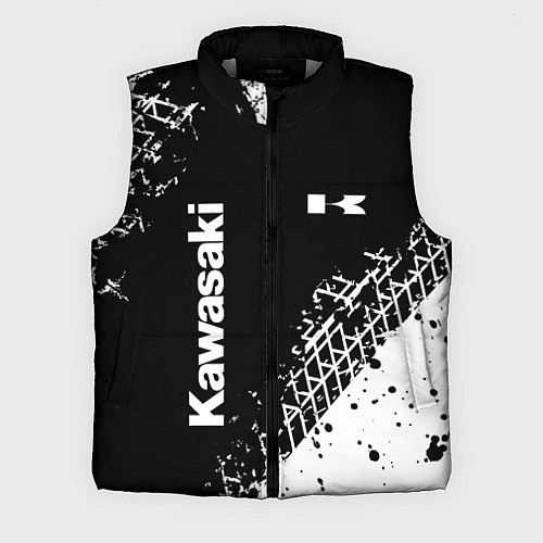 Мужской жилет Kawasaki - следы от шин / 3D-Светло-серый – фото 1